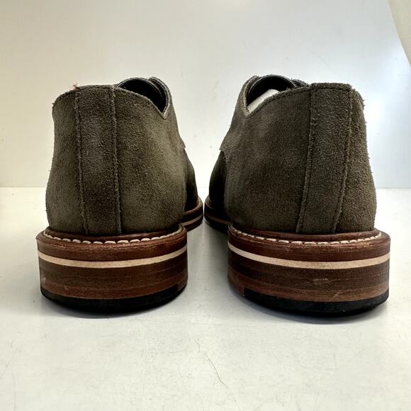 EXCELLENT Rancourt & Co. x Helm Benson Derby Suede Gray /. Olive Green Plain 9.5 - Picture 6 of 13